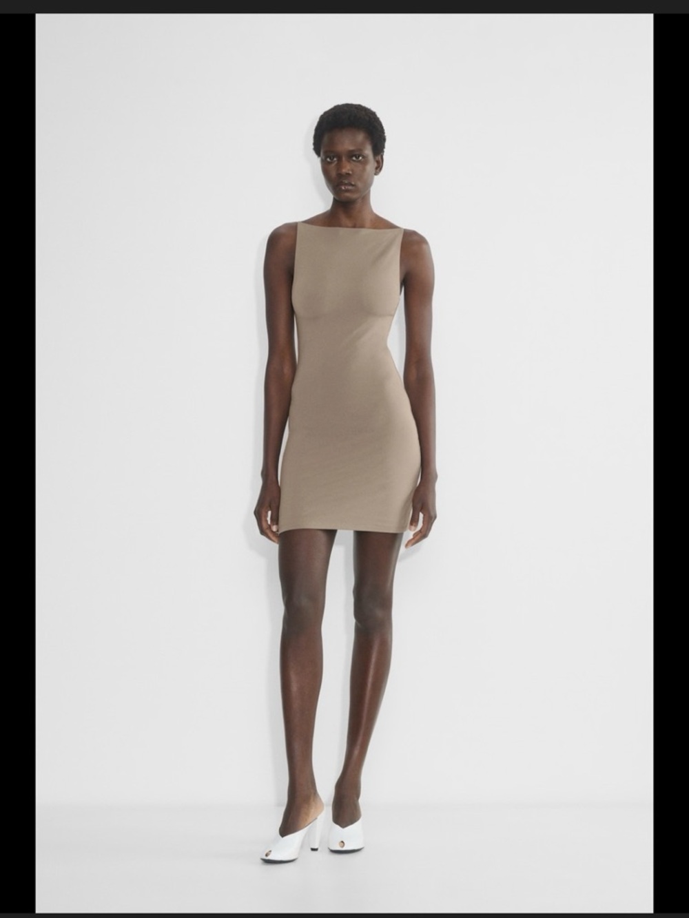 Aritzia Contour Svelte Mini Dress in Taupe